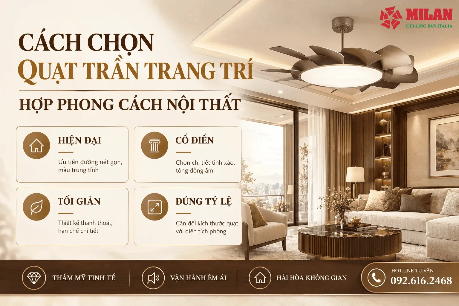 cách chọn quạt trần trang trí